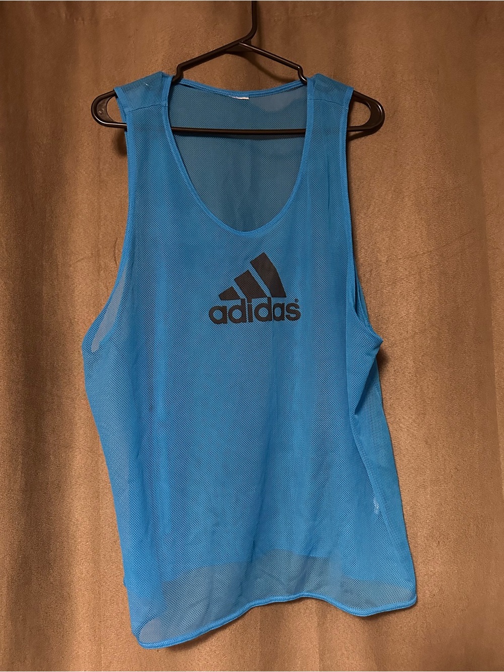 adidas Bright Blue Mesh Training Tank Top with Black Logo